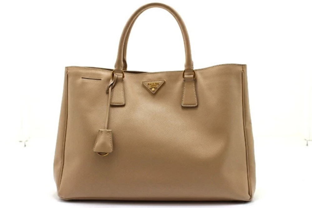 Prada Tote Tessuto Saffiano Bag Saffiano Leather Beige Cream Camel Brown